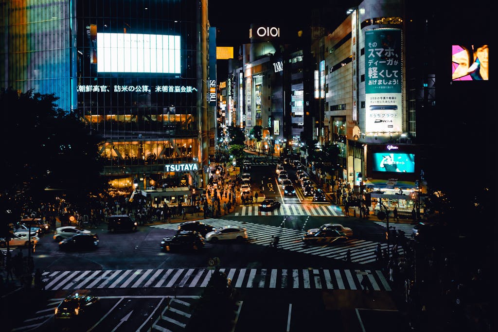 Traffic Jam Scenery during Night Time